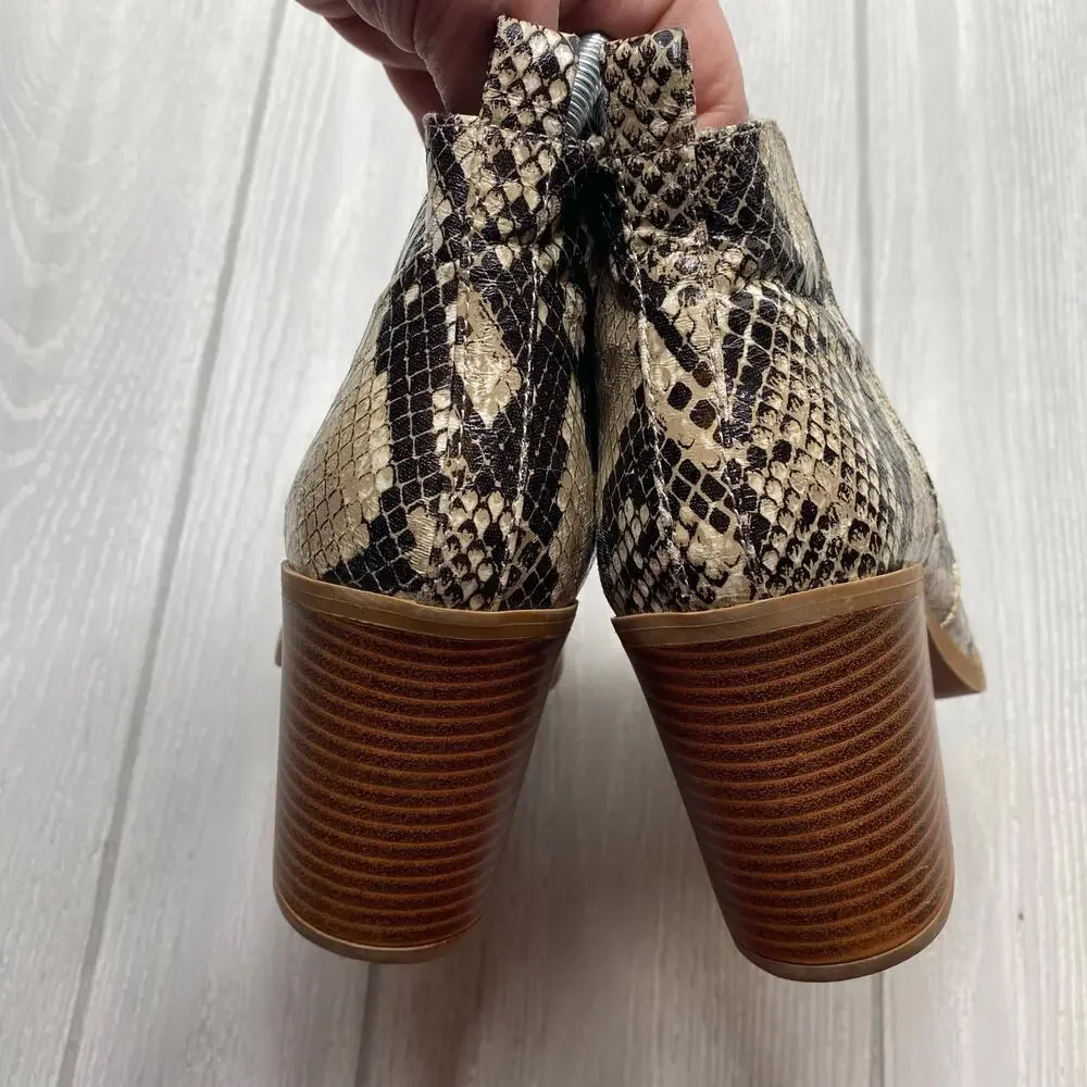 Altar'd State Women's Brynn Snake Print Faux Leather Slip On Boots Size 7.5